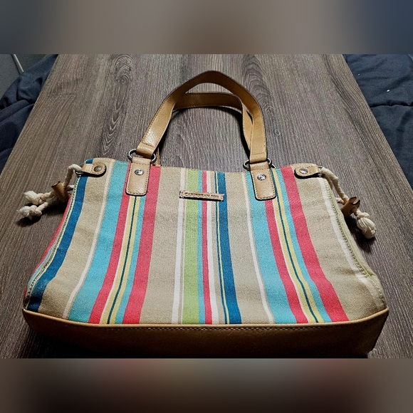Carribean Joe Womens Shoulder Purse Striped Multi Color nwot - Picture 1 of 10
